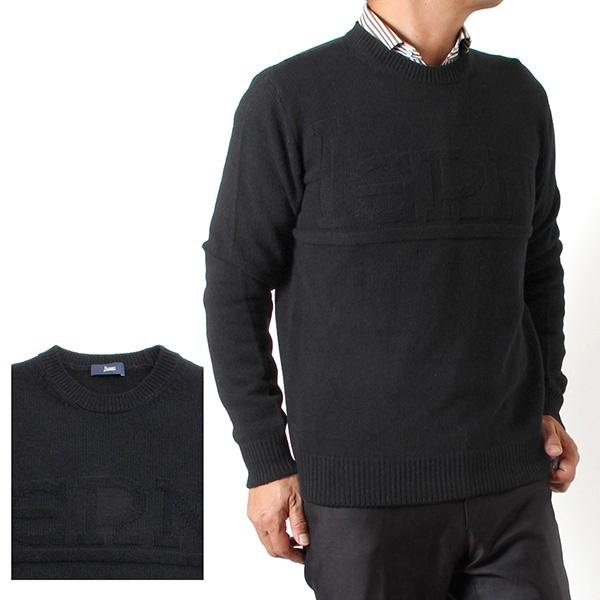 25AWモデル ヘルノ HERNO メンズ エンボスロゴ クルーネックセーター ニット【ブラック】 ...