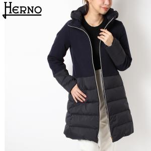 ヘルノ HERNO  ウール切替 フード付 ダウンコート【ネイビー】 PI001760D 39601 9290/【2023-24AW】l-outer｜drawers