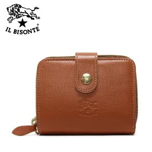 イルビゾンテ IL BISONTE  スナップ+ラウンド レザー二つ折り財布【CA106 CARAMEL】 SMW067 PV0005 CA106/l-wallet