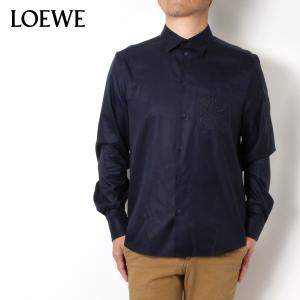 ロエベ LOEWE  メンズ ANAGRAM POCKET SHIRT アナグラム ポケット刺しゅう シャツ【MIDNIGHT BLUE】 H526Y05WB1  5440/【2023-24AW】m-tops｜drawers