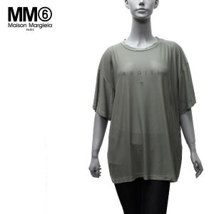 エムエムシックス MM6 Maison Margiela  レディース  ロゴ入り メッシュTシャツ【ライトグレー】 S52GC0228 S24284 809/【2022SS】l-tops
