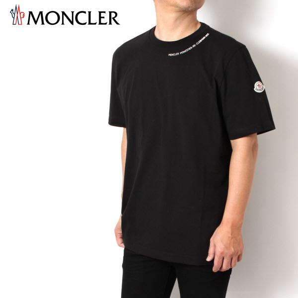 24SS新作 モンクレール メンズ クルーエンボス加工ロゴ Tシャツ【ブラック】 8C00044 8...