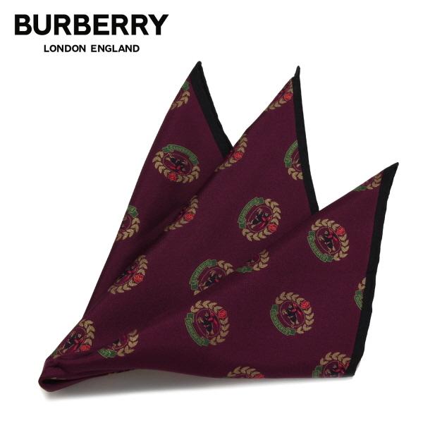 バーバリー BURBERRY  総柄 ポケットチーフ【BURGUNDY】 4500498522 80...