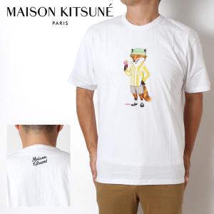 メゾン キツネ MAISON KITSUNE  ドレスド フォックス レギュラーTシャツ【WHITE】 KM00145KJ0008  WHITE/【2023SS】m-tops｜drawers