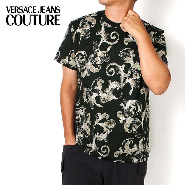 ヴェルサーチ VERSACE SLIM FIT バロック柄 Tシャツ【BLACK】 78GAH6S0...