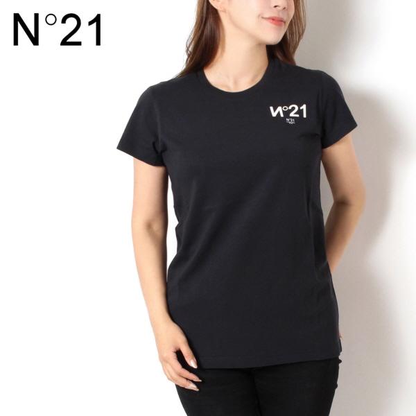 ヌメロ ヴェントゥーノ N°21  レディース ロゴプリント Tシャツ【ブラック】 23EN2M0F...