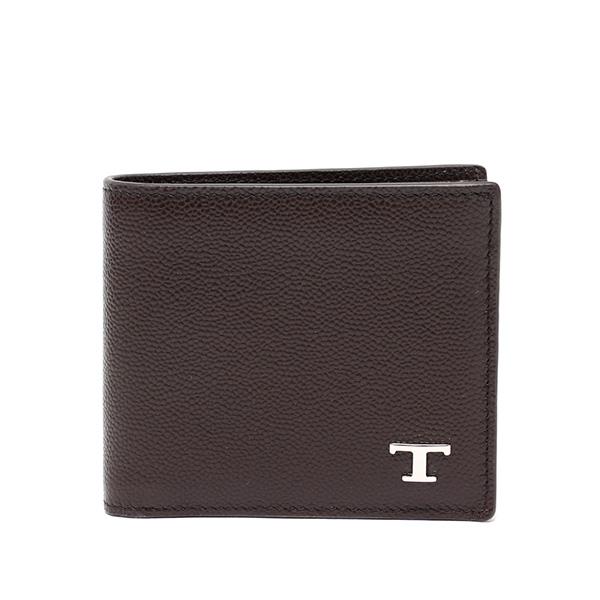 26SS モデル トッズ TOD'S Tタイムレス 二つ折りレザー財布【ブラウン】 XAMTSYBB...