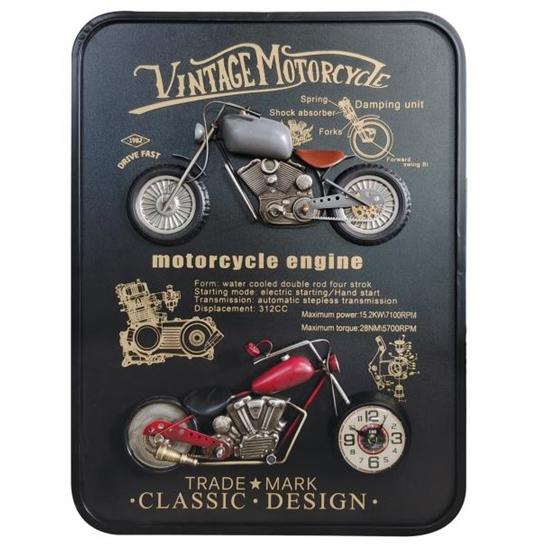 高さ80ｃｍ ウォールクロック（壁掛け時計）ビンテージ・モーターサイクル（オートバイ）エンジン