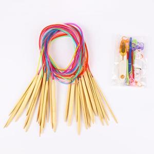 輪針セット 編み針 18本 2.0mmから10.0mm 特長100cm 竹製棒針