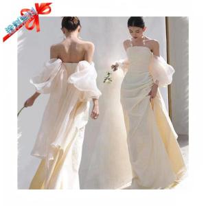 新品 ウェディングドレス ドレス  オフショルダー ビスチェタイプ エレガント パーティードレス 花嫁ロングドレス ワンピース結婚式 前撮り