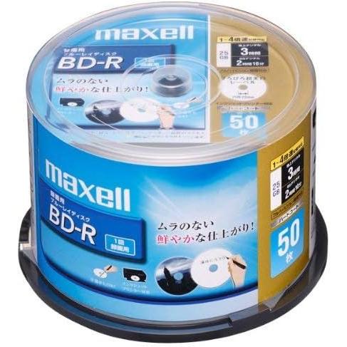 maxell 録画用ブルーレイディスク BD-R 130分 (1~4倍速対応) インクジェットプリン...