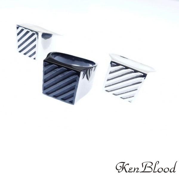 メーカー取り寄せ品 ケンブラッド KenBlood KR-280ストライプリング シルバー ブラック...