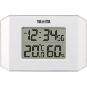 タニタ デジタル温湿度計 ホワイト TT-574WH 時計 日付表示 過去の最高・最低温湿度表示機能 マグネット・スタンド付｜dreamrelife-store