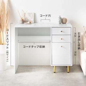 幅90cm 引き出し付きデスク 大理石柄 ホワ...の詳細画像2