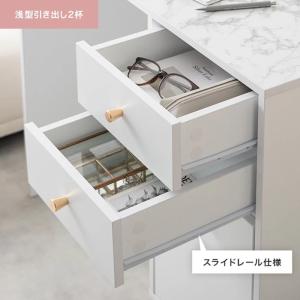 幅90cm 引き出し付きデスク 大理石柄 ホワ...の詳細画像3