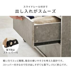 幅80cm キャスター付き 引き出し 扉収納タ...の詳細画像4
