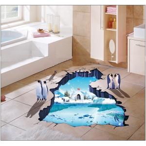 ３D ウォールステッカー ペンギン 氷河 落とし穴 騙し絵 トリックアート 剥がせる 壁紙 シール 防水 DIY 壁 床 インテリア ポスター 家具