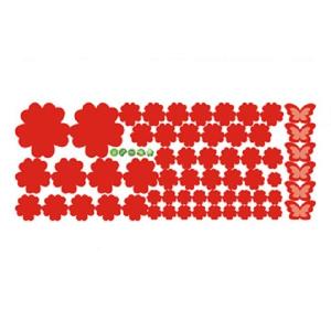 はがせるシール 【赤】 花×蝶 ウォールステッカー 120piece ウォールデコ 防水 DIY 壁 床 家具 インテリア 子供部屋