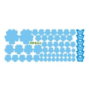 はがせるシール 【水色】 花×蝶 ウォールステッカー 120piece ウォールデコ 防水 DIY 壁 床 家具 インテリア 子供部屋