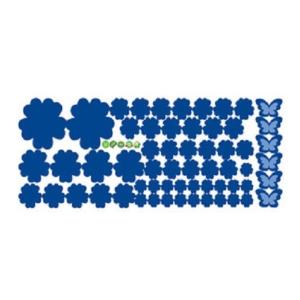 はがせるシール 【青】 花×蝶 ウォールステッカー 120piece ウォールデコ 防水 DIY 壁 床 家具 インテリア 子供部屋