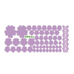 はがせるシール 【ラベンダー】 花×蝶 ウォールステッカー 120piece ウォールデコ 防水 DIY 壁 床 家具 インテリア 子供部屋