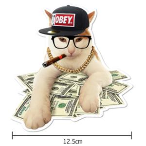 超リアル！動物ステッカーK 【白猫 ヤンキー なめネコ風】防水 壁飾り 壁紙 はがせるシール DIY 壁 家具 トイレ デコ スーツケース などに