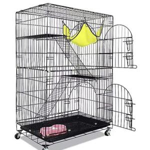 猫ケージ キャットケージ キャットルーム 組み立て式 折り畳み 2段3段 タワー ハンモック 小動物 フェレット 鳥 ゲージ ペット ハウス ブラック ホワイト 黒 白