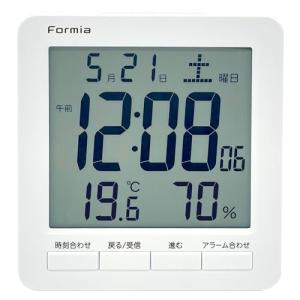 Formia(フォルミア) 目覚まし時計 電波 デジタル 大画面 見やすい 卓上 ディスク 熱中症対策 環境管理 温度 湿度 カレンダー 日付 曜日 電子音アラー