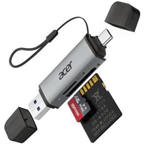 Acer SDカードリーダー【2-in-1】マイクロSD カードリーダー Type-C & USB 3.0 超高速転送 OTG対応 Android タブレット/スマホ/iPhone 17・16・15シ