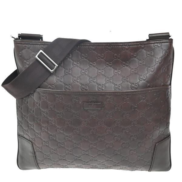 GUCCI グッチ シマ GG ショルダーバッグ クロスボディバッグ ブラウン レザー 82KB98...
