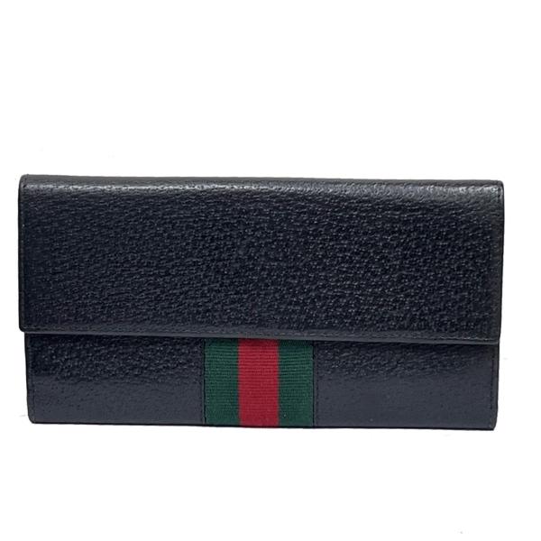 GUCCI グッチ 長財布 シェリーライン 二つ折り 長財布 ブラック レザー 09BS257