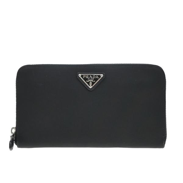 PRADA プラダ 長財布 ラウンドファスナー ブラック ナイロン レザー 62KB035
