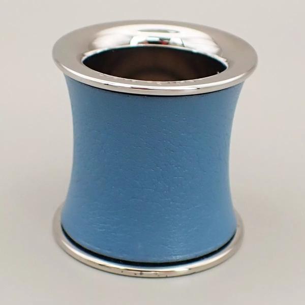 HERMES エルメス スカーフリング レザー ブルー 青 シルバー 04BS068