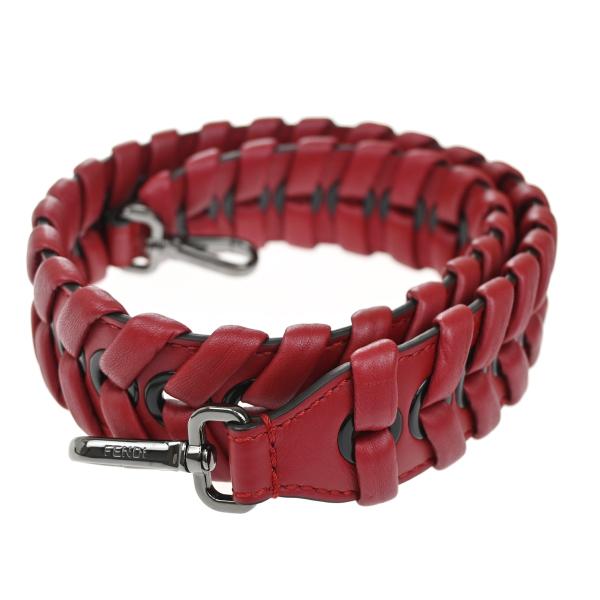 【美品】FENDI フェンディ ストラップ ユー ショルダーストラップ 赤 レザー 69BS327