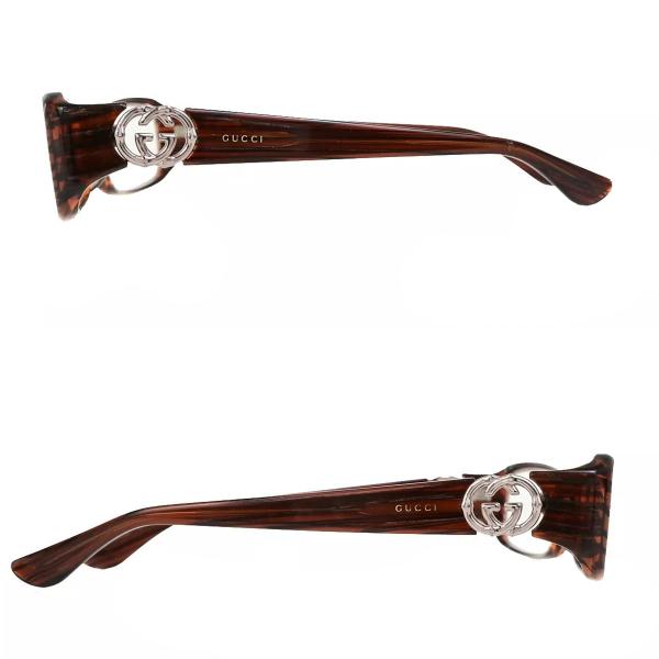 GUCCI グッチ メガネ 伊達メガネ GG ロゴ ブラウン シルバー 09BS087