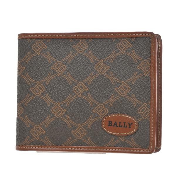BALLY バリー 二つ折り 財布 ロゴ ブラウン レザー 03BS370