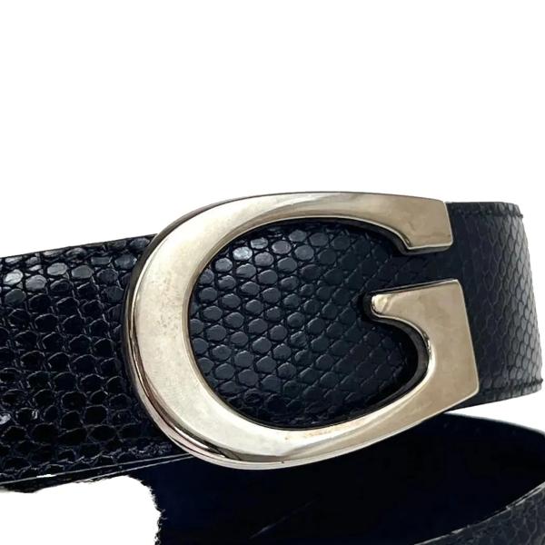 GUCCI グッチ ベルト Gバックル 型押し ブラック シルバー レザー 66BS265