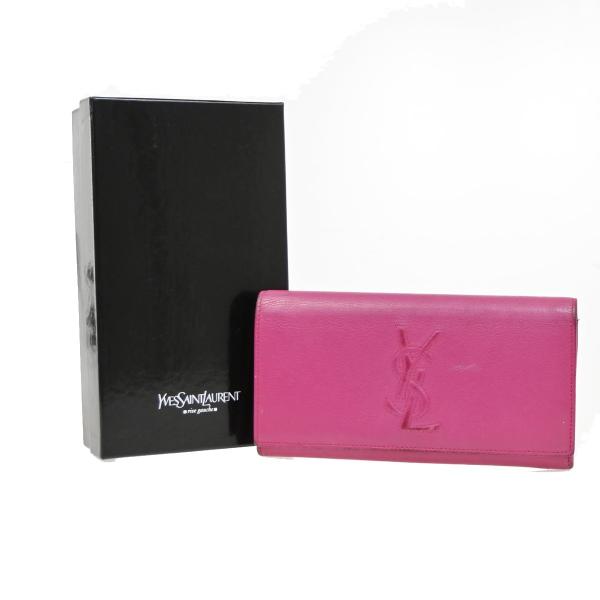 YVES SAINT LAURENT イブ・サンローラン 長財布 ピンク レザー 66KB977