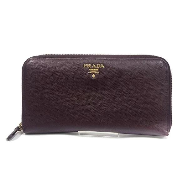 PRADA プラダ 長財布 ラウンドファスナー ボルドー レザー 02BS192