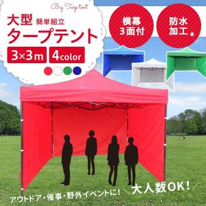タープテント 3m×3m 3面 横幕付き ワンタッチタープテント