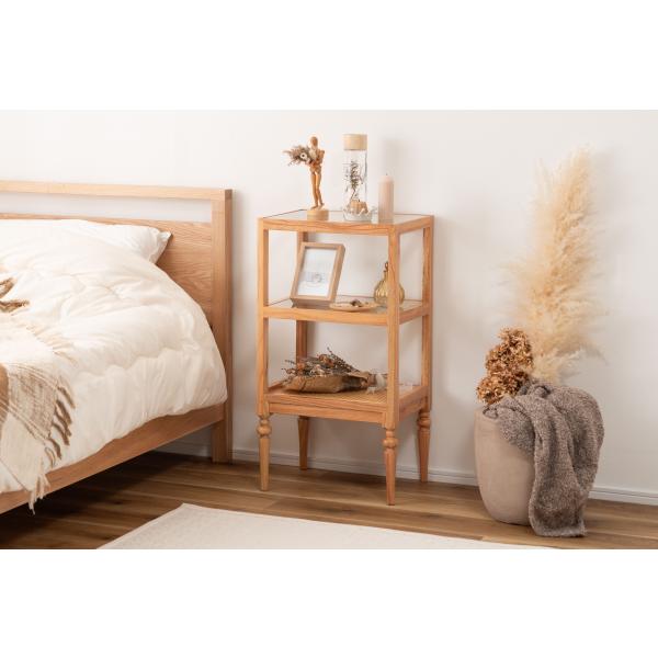 オープンシェルフ 収納 棚 シェルフ 3段 見せる収納 木製 天然木 ミンディ ラタン 籐 幅40c...