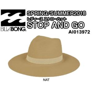 BILLABONG　ビラボン　レディース　ストローハット　STOP AND GO　AI013972　NAT　ロゴ プレート　麦わら帽子　2018モデル　正規品｜dreamy1117