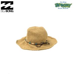 BILLABONG レディース ストロー ハット HAT ペーパー ストロー メタル ロゴ プレート 麦わら 帽子 ウッド ビーズ AJ013941 NAT SPRING/SUMMER 2019モデル 正規品｜dreamy1117