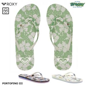 ROXY ロキシー PORTOFINO III ARSD241870 ビーチサンダル 総柄 プリントストラップ  メタルピン ロゴ入りアウトソール ボタニカル柄 トング ビーサン正規品｜dreamy1117