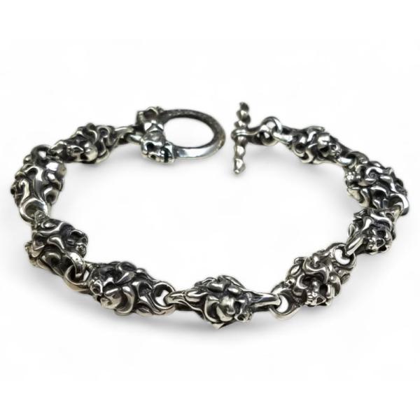 (送料無料)　drive b-14M バーニングスカルブレスレット 10link 23cm silv...