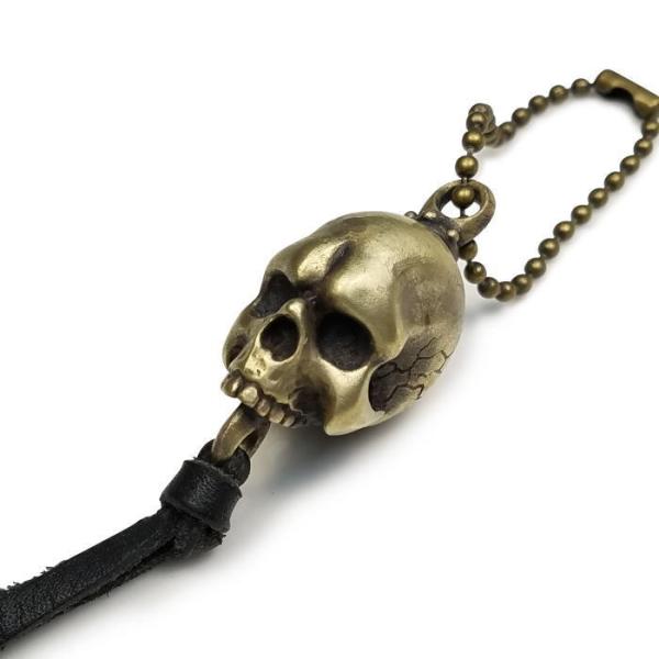 dk009 ビッグスカルキーチェーン ブラス 真鍮 メンズ ドクロ ハーレー ショベル キーホルダー...