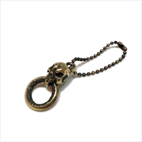 ドライヴ dk011 スカルサークルキーチェーン ブラス 真鍮 メンズ 十字架 バイカー バイク乗り...