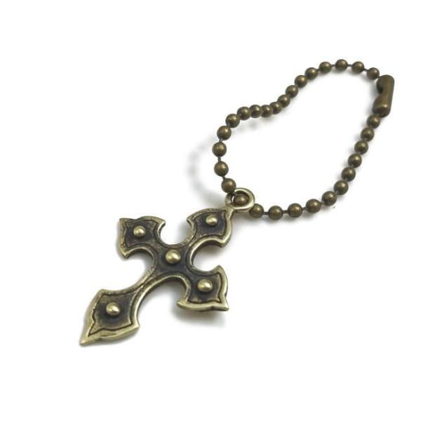 DREDLIE dk-013 ゴシッククロスキーチェーン ブラス 真鍮 メンズ 十字架 バイカー バ...