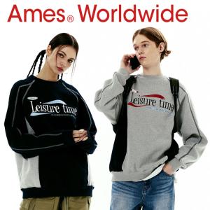 アメス ワールドワイド トレーナー Ames Worldwide 正規販売店 LEISURE TIME LOGO SWEATSHIRT レジャー タイム ロゴ スウェットシャツ 全2色 AM2DSUM441A ウェア｜drescco