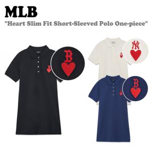 エムエルビー ワンピース MLB Heart Slim Fit Short-Sleeved Polo One-piece 全3色 3FOPH0133 43BKS/50CRS/43NYS ウェア｜drescco